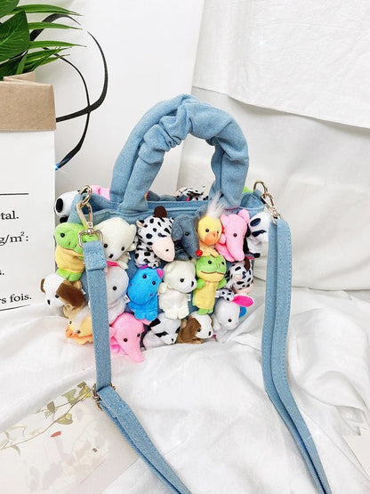 Chic Denim Delight: Fashion Cartoon Toy Handbags
