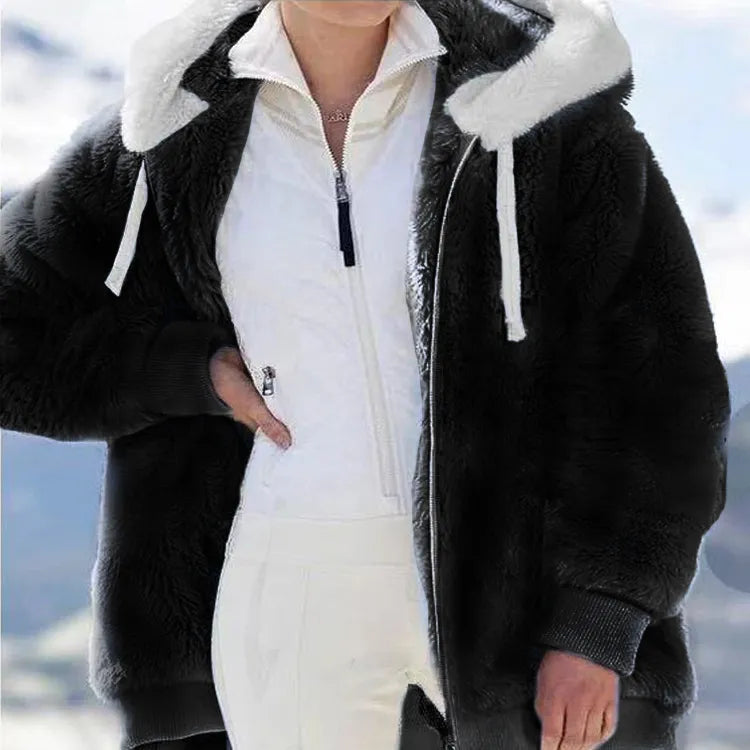 Chic Plaid Oversize Fleece Jacket