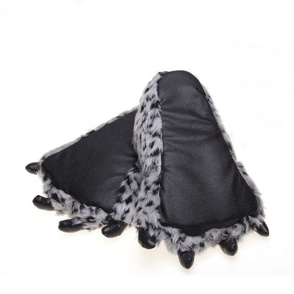 Stylish Safari: Designer Leopard Claw Women's Plush Slippers