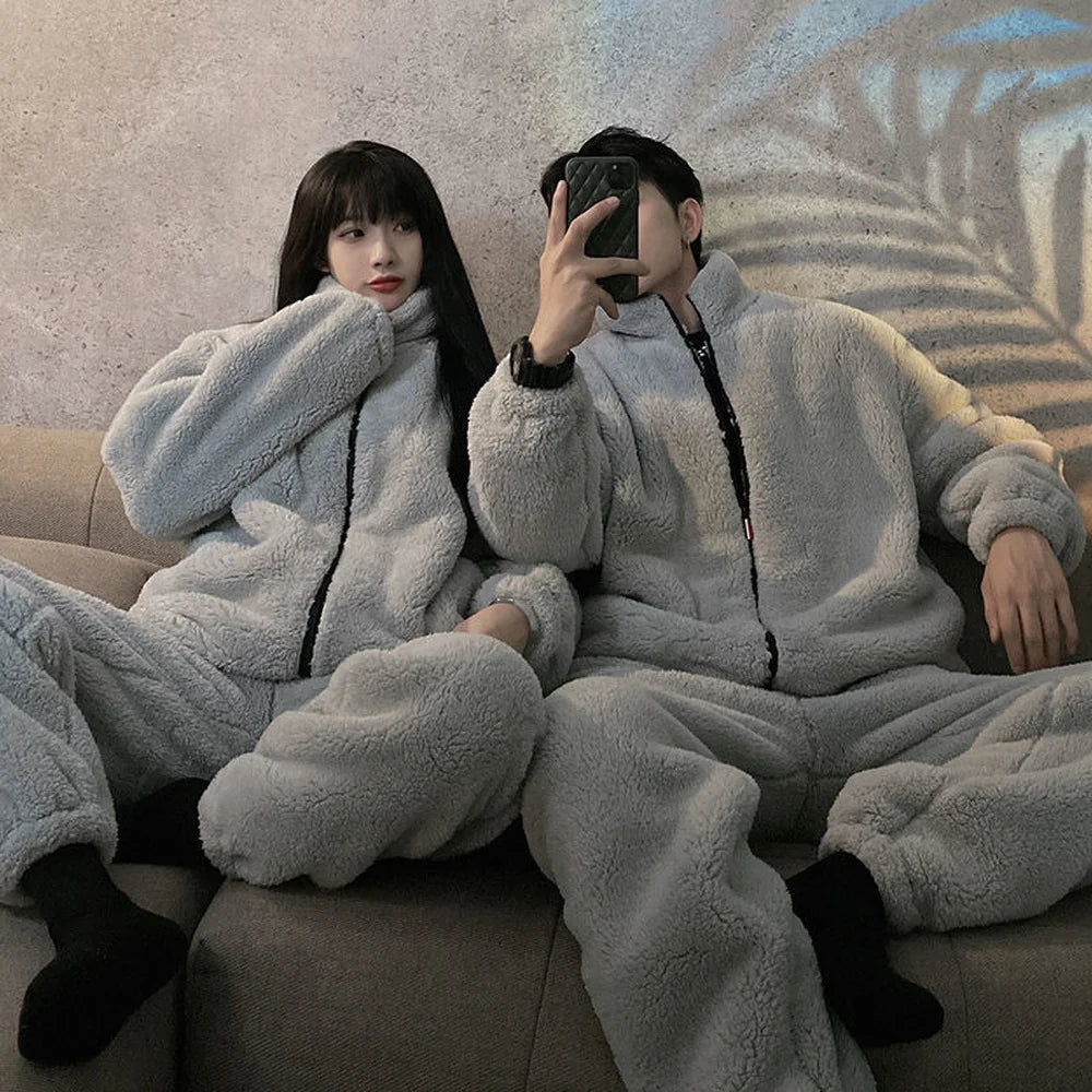 Cozy Winter Homewear Set - Coral Fleece Pajamas for Women and Thickened Velvet Pijamas