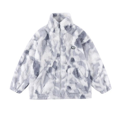Trendy Tie-Dye Fleece Jacket