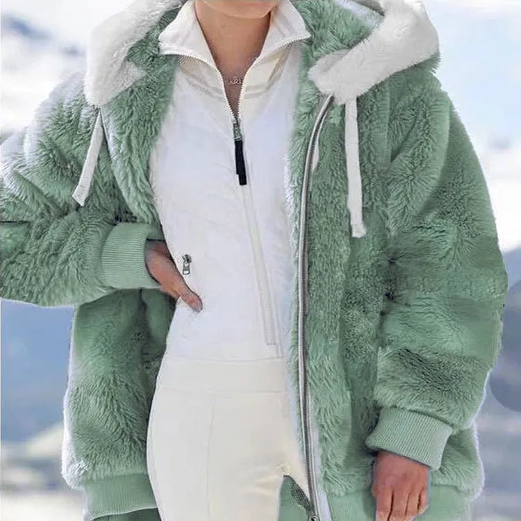 Chic Plaid Oversize Fleece Jacket