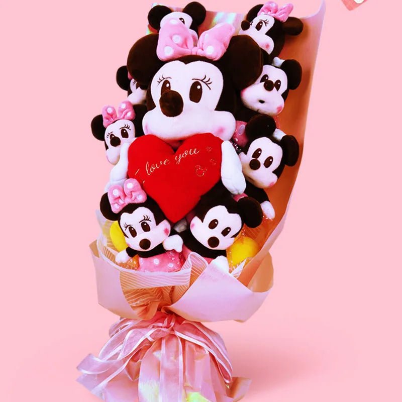 Disney Mickey Minnie Mouse Bouquet Gift Box Cartoon Lilo Stitch Donald Duck Daisy Plush Toy Doll Bouquet Birthday Valentine Gift