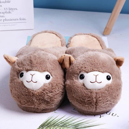 Whimsical Alpaca Bliss: Winter Indoor Slippers