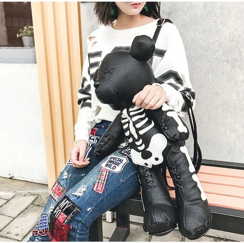 Punk Chic: Skeleton Bear Fashion Backpack