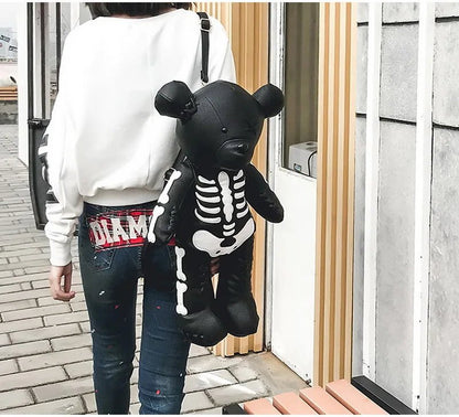 Punk Chic: Skeleton Bear Fashion Backpack