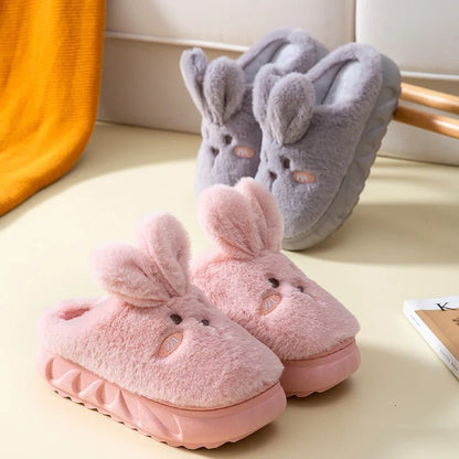 Winter Bunny Comfort: Cute White Cotton House Slippers