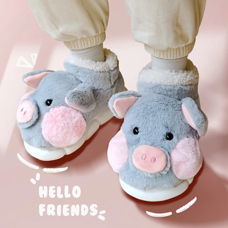Winter Chic: 2023 Plush Lining Piggy Platform Slippers