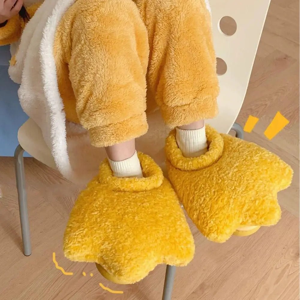 Quack Comfort: Winter Yellow Duck Animal Slippers