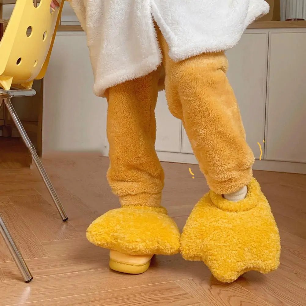 Quack Comfort: Winter Yellow Duck Animal Slippers