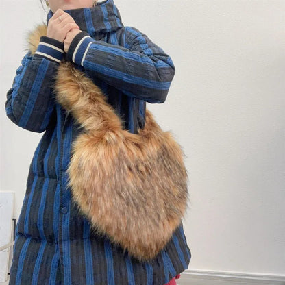 Chic Winter Bliss: MPPM Faux Raccoon Fur Handbag