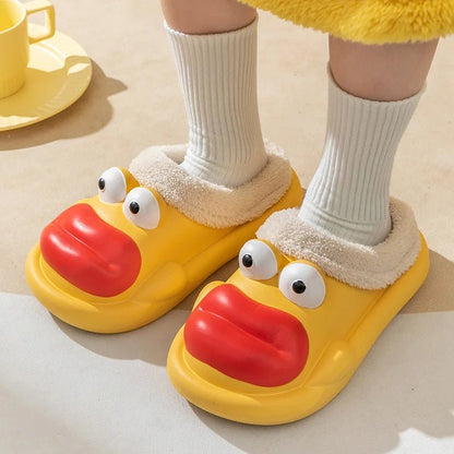 Cozy Humor: Winter Cartoon Plush Slippers