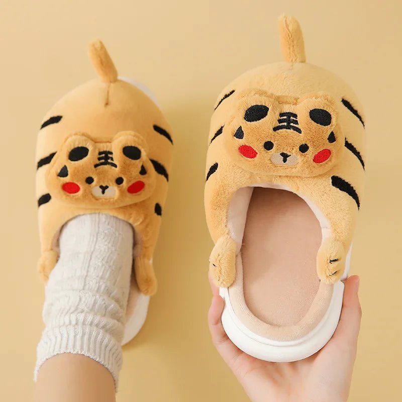 Winter Whiskers: 2023 Cartoon Cat Tiger Couple Slippers