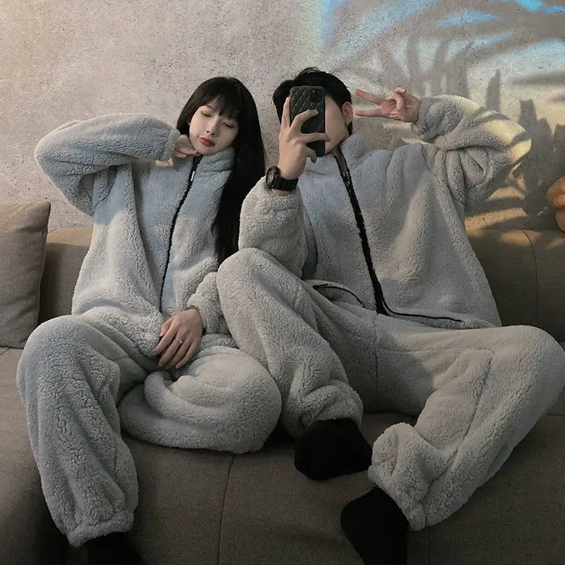 Cozy Winter Homewear Set - Coral Fleece Pajamas for Women and Thickened Velvet Pijamas