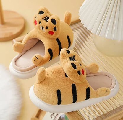 Winter Whiskers: 2023 Cartoon Cat Tiger Couple Slippers