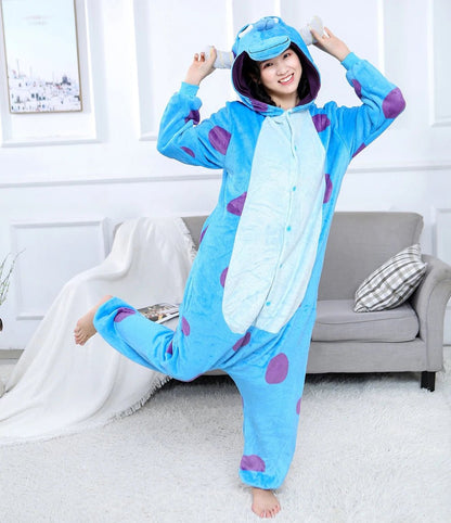 Cozy Winter Flannel Animal Pajama Set - Hooded Anime Cartoon Onesies