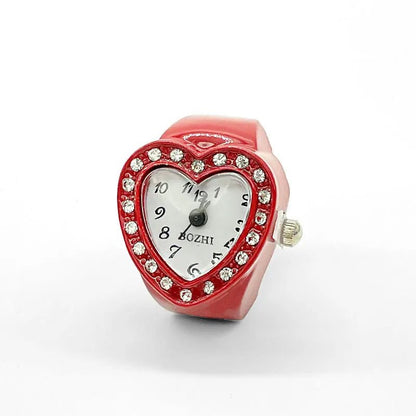 Sweetheart Elegance: Harajuku Pink Heart Finger Watch Ring