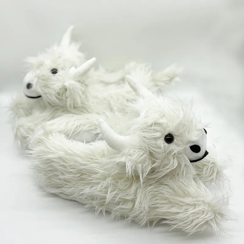 Cozy Highland Bliss: Winter Fluffy Cattle Slippers