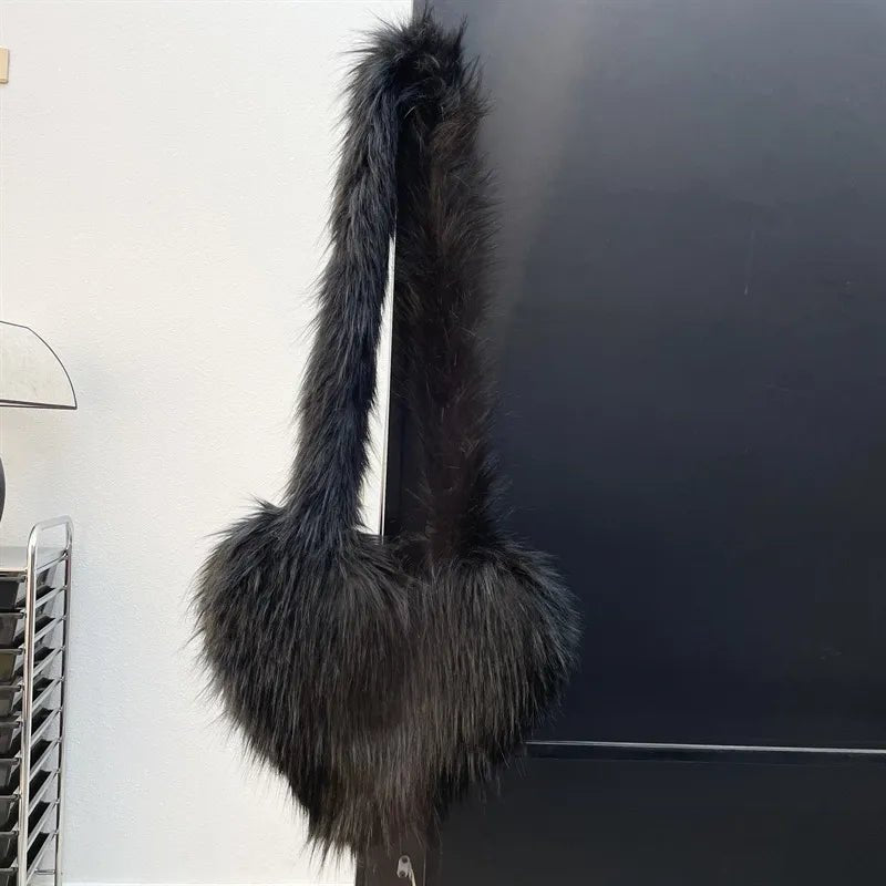 Chic Winter Bliss: MPPM Faux Raccoon Fur Handbag