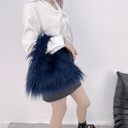 Luxe Fuzz: Winter Fluffy Faux Fur Square Handbag
